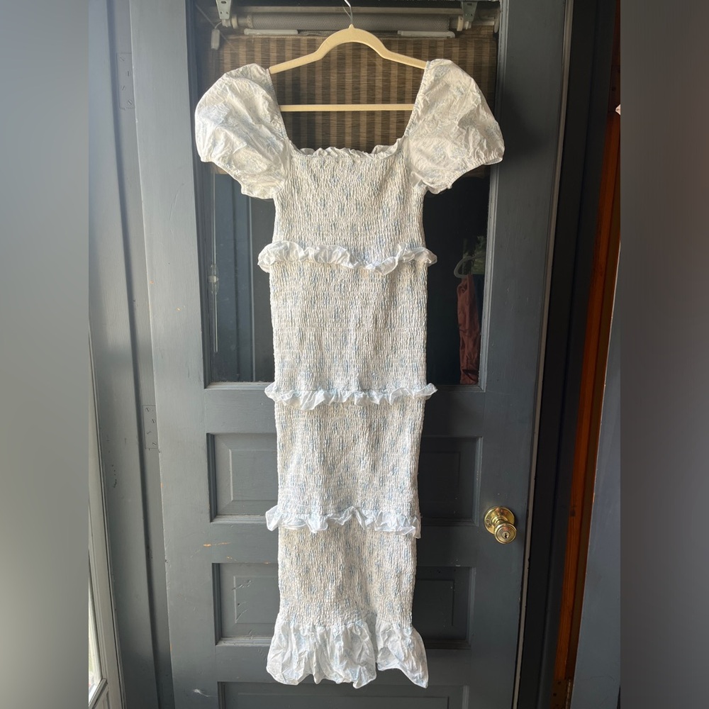 Puff sleeves | smocked | fitted | Maternity Dress | floral | ruffles | tiered